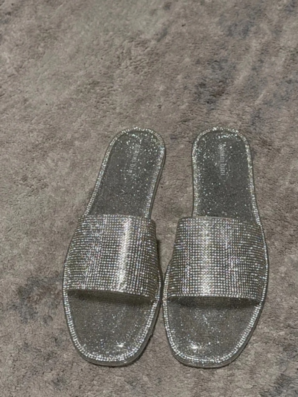 Gianni Bini Silver Rhinestone Jelly Slide Sandals